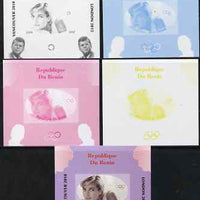 Benin 2009 Princess Diana, Kennedy & Olympics #05 individual deluxe sheet, the set of 5 imperf progressive proofs comprising the 4 individual colours plus all 4-colour composite, unmounted mint