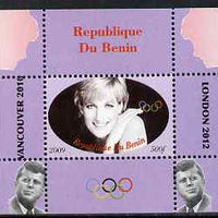Benin 2009 Princess Diana, Kennedy & Olympics #06 individual perf deluxe sheet, unmounted mint. Note this item is privately produced and is offered purely on its thematic appeal