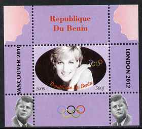 Benin 2009 Princess Diana, Kennedy & Olympics #06 individual perf deluxe sheet, unmounted mint. Note this item is privately produced and is offered purely on its thematic appeal