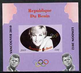 Benin 2009 Princess Diana, Kennedy & Olympics #06 individual imperf deluxe sheet, unmounted mint. Note this item is privately produced and is offered purely on its thematic appeal