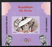 Benin 2009 Princess Diana, Kennedy & Olympics #07 individual imperf deluxe sheet, unmounted mint. Note this item is privately produced and is offered purely on its thematic appeal
