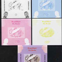 Benin 2009 Princess Diana, Kennedy & Olympics #07 individual deluxe sheet, the set of 5 imperf progressive proofs comprising the 4 individual colours plus all 4-colour composite, unmounted mint