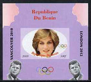 Benin 2009 Princess Diana, Kennedy & Olympics #08 individual imperf deluxe sheet, unmounted mint. Note this item is privately produced and is offered purely on its thematic appeal