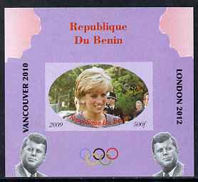 Benin 2009 Princess Diana, Kennedy & Olympics #09 individual imperf deluxe sheet, unmounted mint. Note this item is privately produced and is offered purely on its thematic appeal
