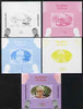 Benin 2009 Princess Diana, Kennedy & Olympics #09 individual deluxe sheet, the set of 5 imperf progressive proofs comprising the 4 individual colours plus all 4-colour composite, unmounted mint