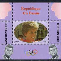 Benin 2009 Princess Diana, Kennedy & Olympics #10 individual perf deluxe sheet, unmounted mint. Note this item is privately produced and is offered purely on its thematic appeal