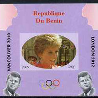 Benin 2009 Princess Diana, Kennedy & Olympics #10 individual imperf deluxe sheet, unmounted mint. Note this item is privately produced and is offered purely on its thematic appeal
