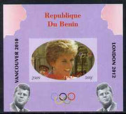 Benin 2009 Princess Diana, Kennedy & Olympics #10 individual imperf deluxe sheet, unmounted mint. Note this item is privately produced and is offered purely on its thematic appeal