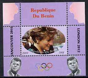 Benin 2009 Princess Diana, Kennedy & Olympics #11 individual perf deluxe sheet, unmounted mint. Note this item is privately produced and is offered purely on its thematic appeal