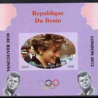 Benin 2009 Princess Diana, Kennedy & Olympics #11 individual imperf deluxe sheet, unmounted mint. Note this item is privately produced and is offered purely on its thematic appeal