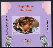 Benin 2009 Princess Diana, Kennedy & Olympics #11 individual imperf deluxe sheet, unmounted mint. Note this item is privately produced and is offered purely on its thematic appeal