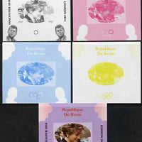 Benin 2009 Princess Diana, Kennedy & Olympics #11 individual deluxe sheet, the set of 5 imperf progressive proofs comprising the 4 individual colours plus all 4-colour composite, unmounted mint