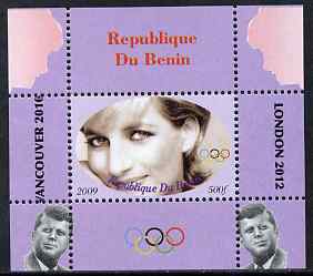 Benin 2009 Princess Diana, Kennedy & Olympics #13 individual perf deluxe sheet, unmounted mint. Note this item is privately produced and is offered purely on its thematic appeal