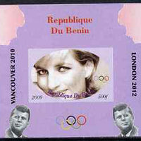 Benin 2009 Princess Diana, Kennedy & Olympics #13 individual imperf deluxe sheet, unmounted mint. Note this item is privately produced and is offered purely on its thematic appeal