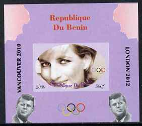 Benin 2009 Princess Diana, Kennedy & Olympics #13 individual imperf deluxe sheet, unmounted mint. Note this item is privately produced and is offered purely on its thematic appeal