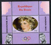 Benin 2009 Princess Diana, Kennedy & Olympics #14 individual perf deluxe sheet, unmounted mint. Note this item is privately produced and is offered purely on its thematic appeal