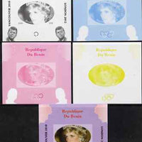 Benin 2009 Princess Diana, Kennedy & Olympics #14 individual deluxe sheet, the set of 5 imperf progressive proofs comprising the 4 individual colours plus all 4-colour composite, unmounted mint