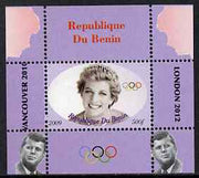 Benin 2009 Princess Diana, Kennedy & Olympics #15 individual perf deluxe sheet, unmounted mint. Note this item is privately produced and is offered purely on its thematic appeal