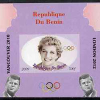 Benin 2009 Princess Diana, Kennedy & Olympics #15 individual imperf deluxe sheet, unmounted mint. Note this item is privately produced and is offered purely on its thematic appeal