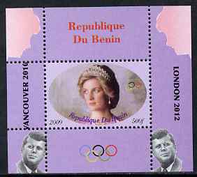 Benin 2009 Princess Diana, Kennedy & Olympics #16 individual perf deluxe sheet, unmounted mint. Note this item is privately produced and is offered purely on its thematic appeal