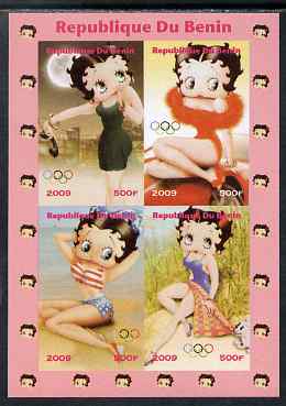 Benin 2009 Betty Boop & Olympics imperf sheetlet containing 4 values, unmounted mint. Note this item is privately produced and is offered purely on its thematic appeal
