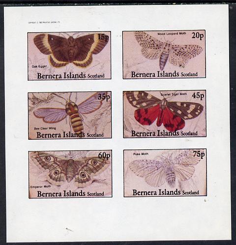 Bernera 1982 Butterflies (Oak Egger,Tiger Moth, Puss Moth etc) imperf,set of 6 values (15p to 75p) unmounted mint