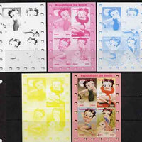 Benin 2009 Betty Boop & Olympics sheetlet containing 4 values, the set of 5 imperf progressive proofs comprising the 4 individual colours plus all 4-colour composite, unmounted mint