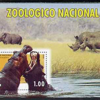 Cuba 2009 National Zoo (Hippos & Rhinos) imperf m/sheet unmounted mint