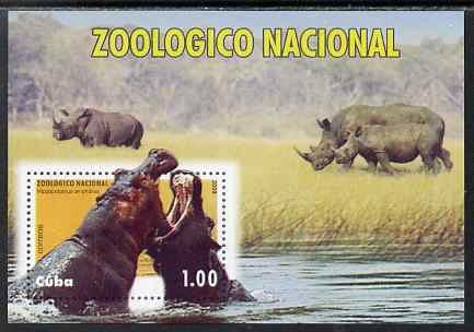 Cuba 2009 National Zoo (Hippos & Rhinos) imperf m/sheet unmounted mint