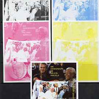 Chad 2008 Nelson Mandela 90th Birthday m/sheet #2 with the Pope, also shows Beckham & Gandhi - the set of 5 imperf progressive proofs comprising the 4 individual colours plus all 4-colour composite, unmounted mint.