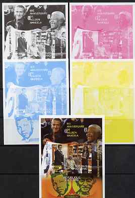 Chad 2008 Nelson Mandela 90th Birthday m/sheet #3 also shows Beckham & Gandhi - the set of 5 imperf progressive proofs comprising the 4 individual colours plus all 4-colour composite, unmounted mint.