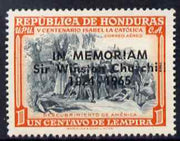 Honduras 1965 Churchill Commemoration opt on 1c grey & red-orange unmounted mint SG 671