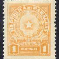 Paraguay 1942-43 Arms 1p orange unmounted mint SG 569