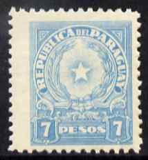 Paraguay 1942-43 Arms 7p blue unmounted mint SG 570