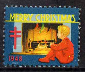 Cinderella - United States 1948 Christmas TB Seal (greenish-blue background) unmounted mint*