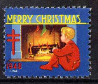 Cinderella - United States 1948 Christmas TB Seal (blue background) unmounted mint*