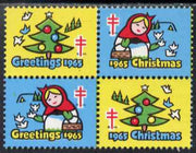 Cinderella - United States 1965 Christmas TB Seal se-tenant block of 4 unmounted mint