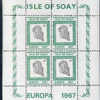 Isle of Soay 1967 Europa (Shells) 1s Cockle perf sheetlet of 4 unmounted mint - normal sheets come rouletted but a small quantity were perforated
