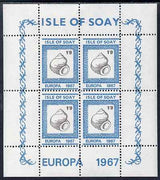 Isle of Soay 1967 Europa (Shells) 1s9d Whelk perf sheetlet of 4 unmounted mint - normal sheets come rouletted but a small quantity were perforated