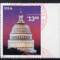 United States 2002 Capitol, Washington $13.65 self adhesive fine cds used still on backing paper, SG 4164
