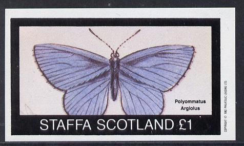 Staffa 1982 Butterflies (Polyommatus) imperf souvenir sheet (£1 value) unmounted mint