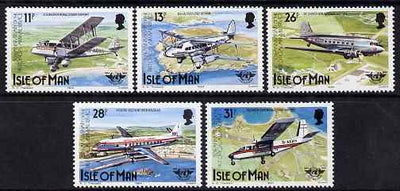 Isle of Man 1984 50th Anniversary of First Official Airmail to IOM & 40th Anniversary of International Civil Aviation Organization set of 5 unmounted mint, SG 267-71