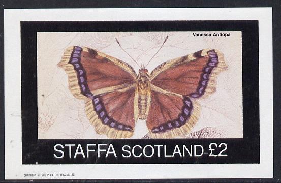 Staffa 1982 Butterflies (Vanessa Antiopa) imperf deluxe sheet (£2 value) unmounted mint