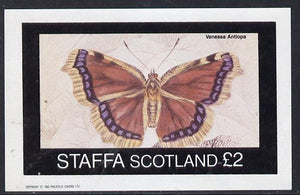 Staffa 1982 Butterflies (Vanessa Antiopa) imperf deluxe sheet (£2 value) unmounted mint
