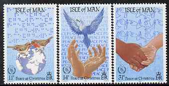 Isle of Man 1986 Christmas and International Peace Year set of 3 unmounted mint, SG 331-33