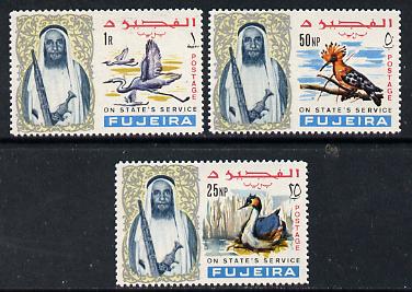 Fujeira 1967 Birds the 3 values opt'd On States Service, unmounted mint