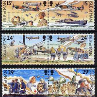 Isle of Man 1990 Battle of Britain 50th Anniversary set of 6 (3 se-tenant pairs) unmounted mint, SG 449-54