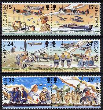 Isle of Man 1990 Battle of Britain 50th Anniversary set of 6 (3 se-tenant pairs) unmounted mint, SG 449-54