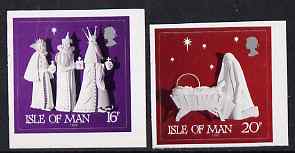 Isle of Man 1991 Christmas - Paper Sculptures booklet stamps, self-adhesive set of 2 unmounted mint, SG 500-01