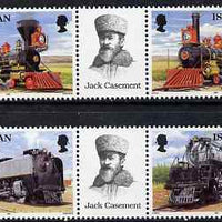 Isle of Man 1992 Union Pacific Railroad set of 4 (two se-tenant pairs with labels between) unmounted mint, SG 522a &524a